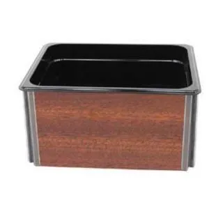 Buffet Enhancements - 010BFA12-BA - Small Folding Beverage Display - Bamboo Frame w/ Black Bin