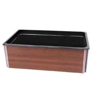 Buffet Enhancements - 010BFA20-BA - Medium Folding Beverage Display - Bamboo Frame w/ Black Bin