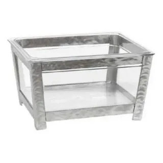 Buffet Enhancements - 010BR12-BRCL-DR	 - Small Iron Ice Bin - Brushed Metal Frame - Clear Bin w/ Drain