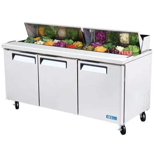 Turbo Air MST-72 - Basic Sandwich Prep Table - Standard Top 3 Door 72.75" 