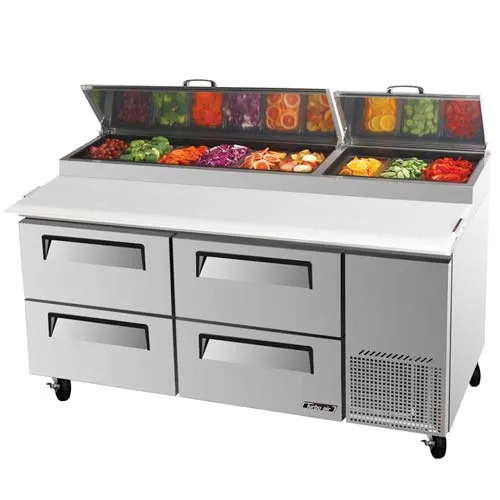 Turbo Air TPR-67SD-D4 - Pizza Prep Table 67" - Super Deluxe Series 