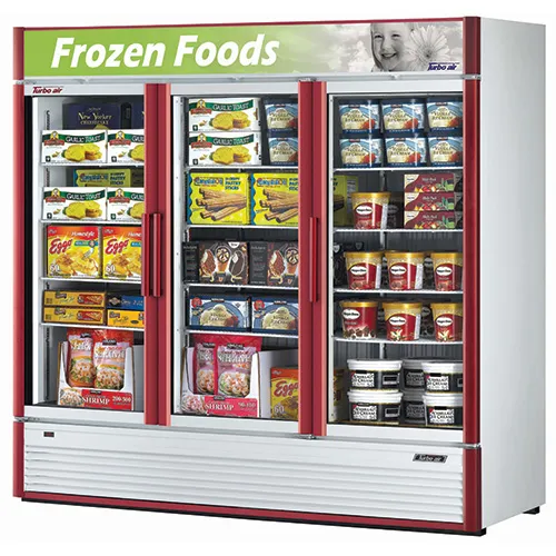 Turbo Air TGF-72SD -  Reach-In Freezer - 3 Full Glass Swing Door, 12 Shelves, 78" 