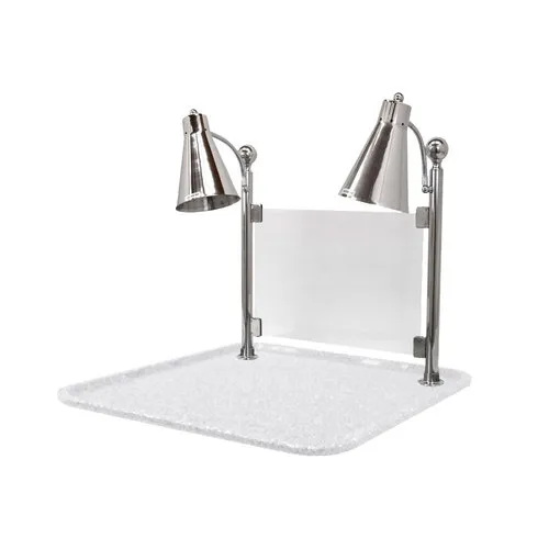 Buffet Enhancements - 010HFD-WG24SQSG - 24" Flex Dual Carving Station - White Granite Chefstone™ Square Base w/ Sneeze Guard