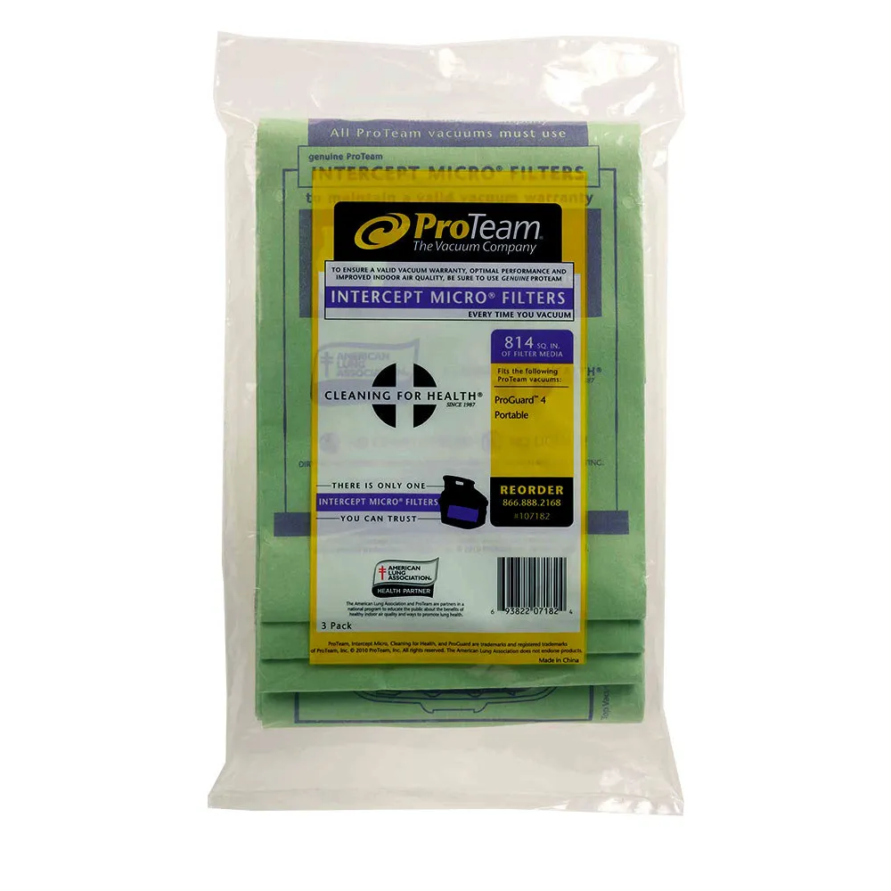 Universal 196107182 - ProTeam Intercept Vacuum Bag for ProGuard 4 Vacuums - 3 / Pack