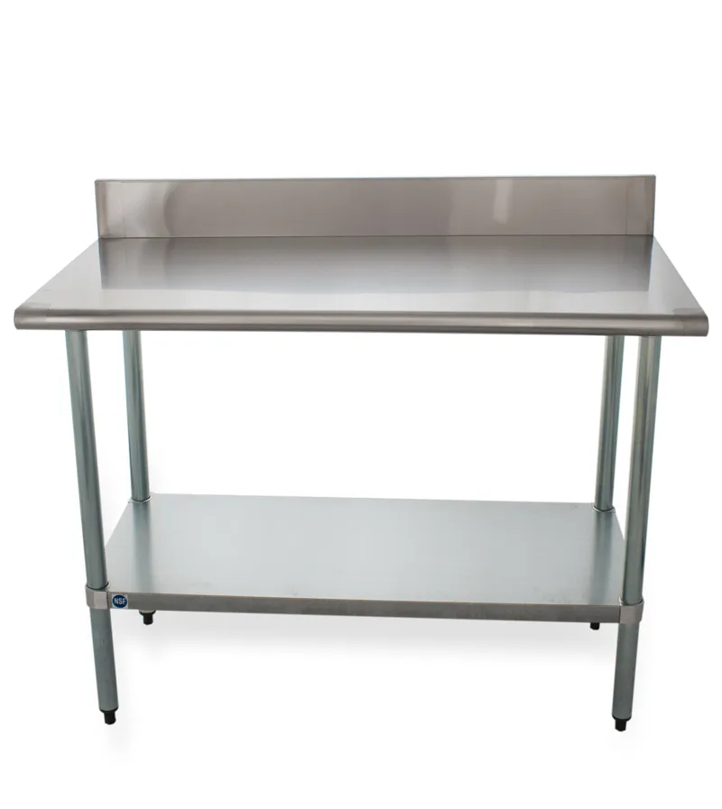 Universal B5SS2448 - 48" X 24" Stainless Steel Work Table W/ Back Splash and Stainless Steel Under Shelf