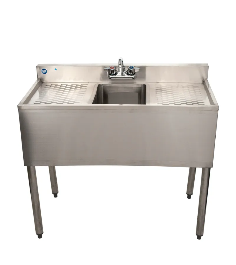 Universal 36" 1 Bowl Underbar Sink with Faucet and Two Drainboards