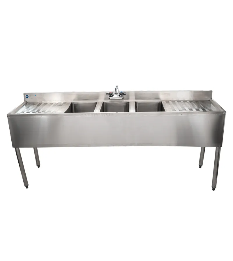 Universal 72" 3 Bowl Underbar Sink with Faucet and Two Drainboards