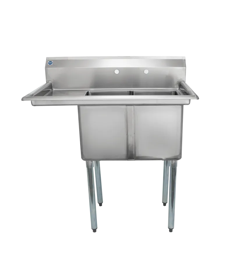 Universal LJ1216-2L - 39" Two Compartment Sink W/ Left Drainboard