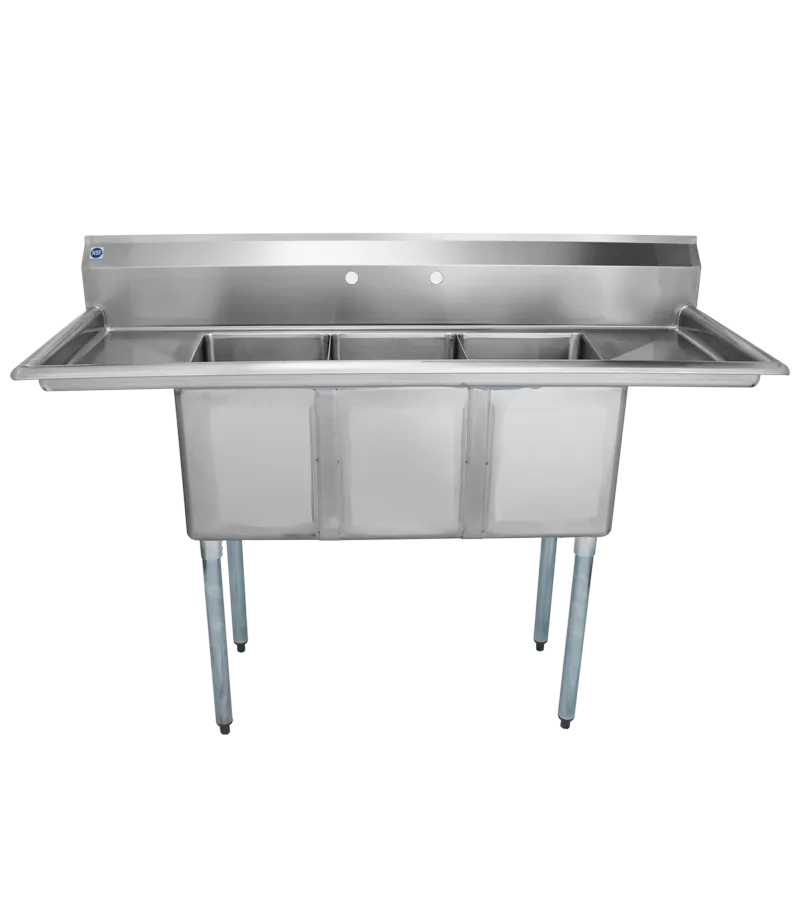 Universal LJ1216-3RL - 60" Three Compartment Sink W/ Two Drainboards