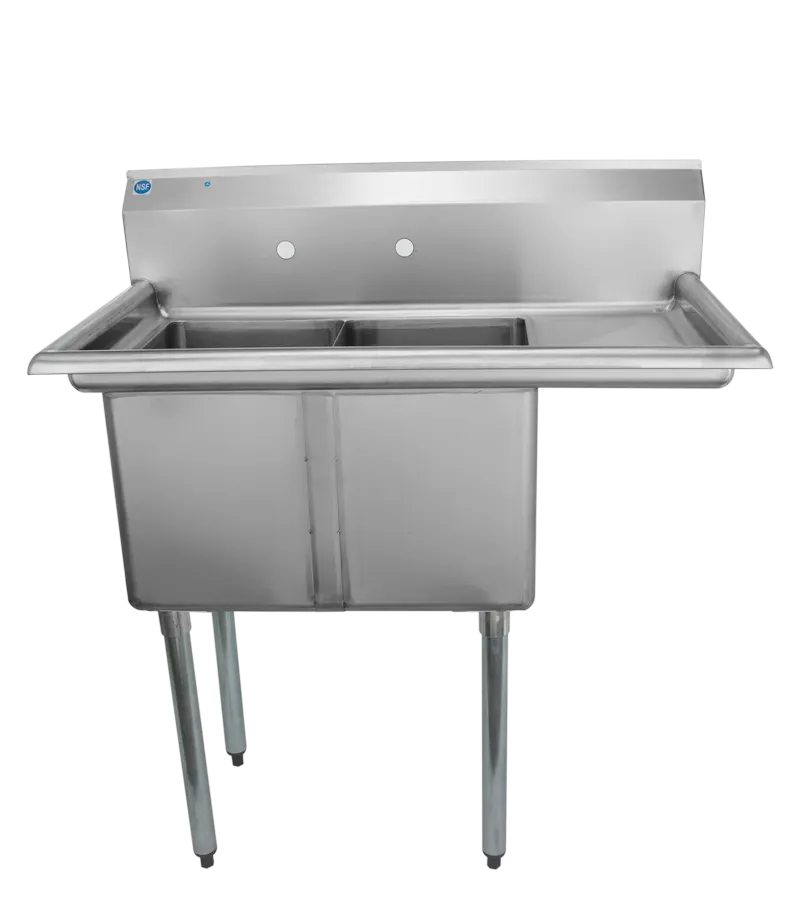 Universal LJ1216-2R - 39" Two Compartment Sink W/ Right Drainboard