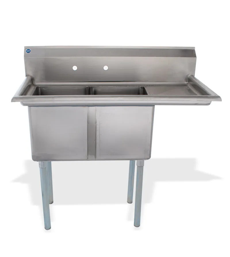 Universal LJ1416-2R - 45" Two Compartment Sink W/ Right Drainboard