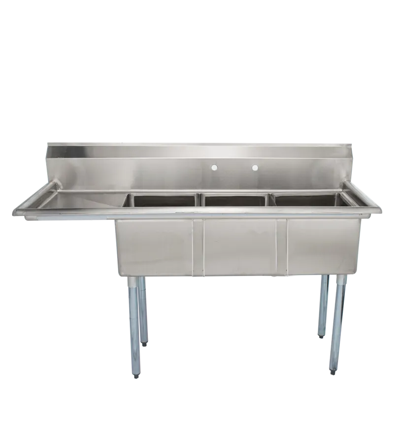 Universal LJ1416-3L - 59" Three Compartment Sink W/ Left Drainboard