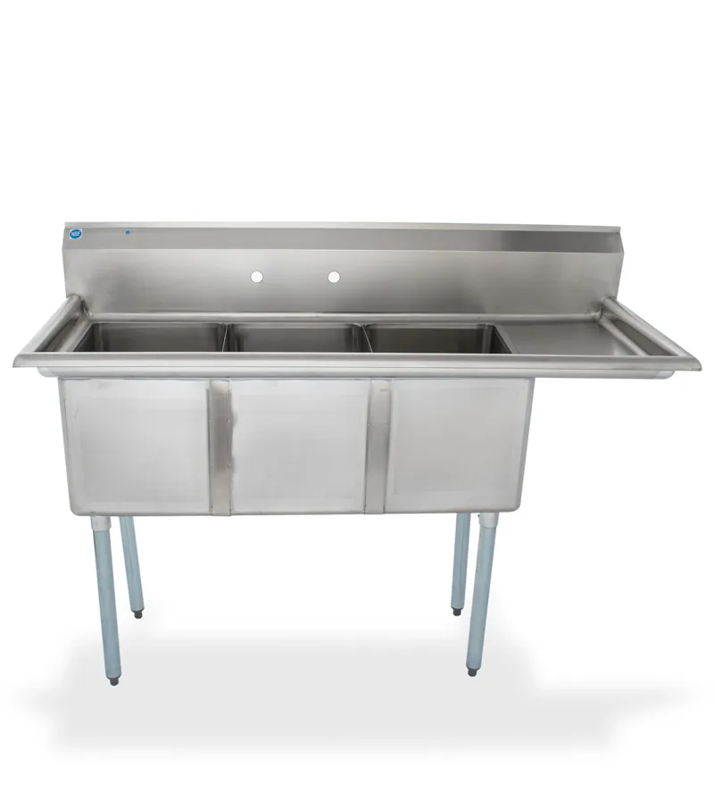 Universal LJ1416-3R - 59" Three Compartment Sink W/ Right Drainboard