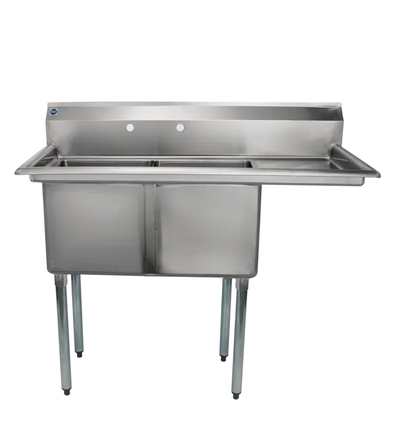 Universal LJ1515-2R - 48" Two Compartment Sink W/ Right Drainboard