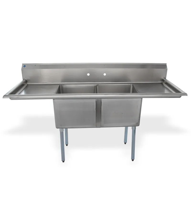 Universal LJ1818-2RL - 72" Two Compartment Sink W/ Two Drainboards