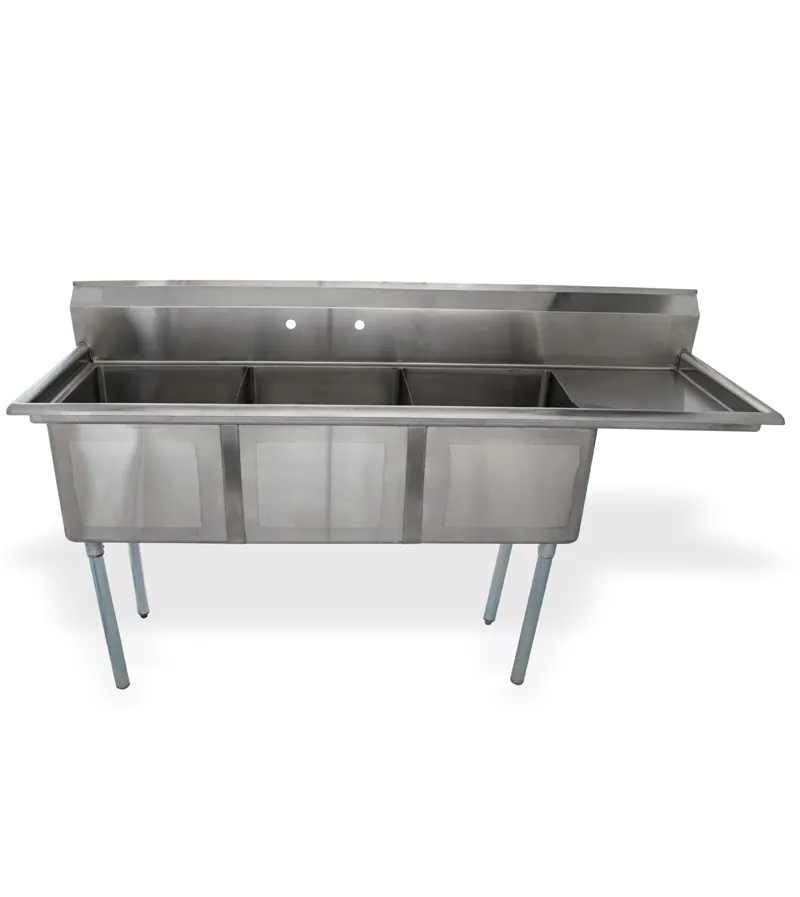 Universal LJ1818-3R - 75" Three Compartment Sink W/ Right Drainboard