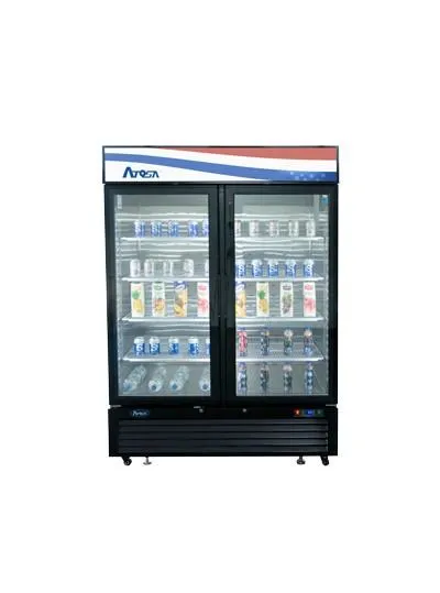 Atosa MCF8727GR - 55" Glass Door Refrigerator - 2 Sliding Doors - 44.85 cu. ft. - Bottom Mount