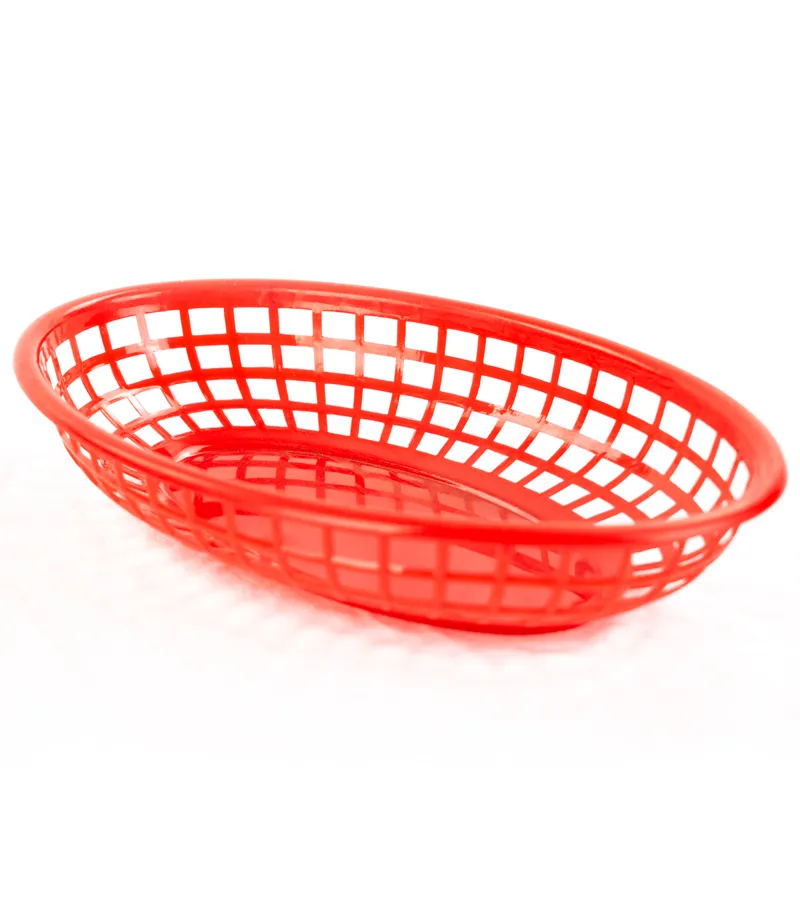 Winco PFB-10R - Red Fast Food Basket Oval (Pack of 12) 