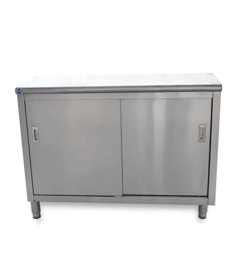 Universal ST-314-48 - 14" X 48" Stainless Steel Storage Dish Cabinet - Sliding Doors