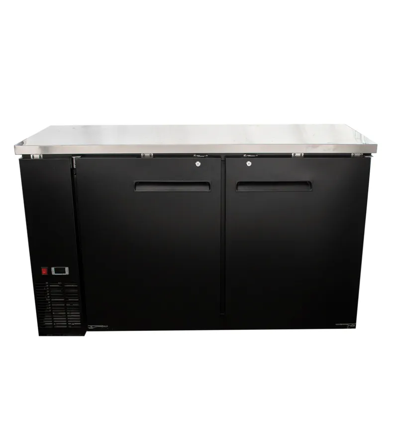 Universal 60" Black Solid Door Back Bar Refrigerator with LED Lights