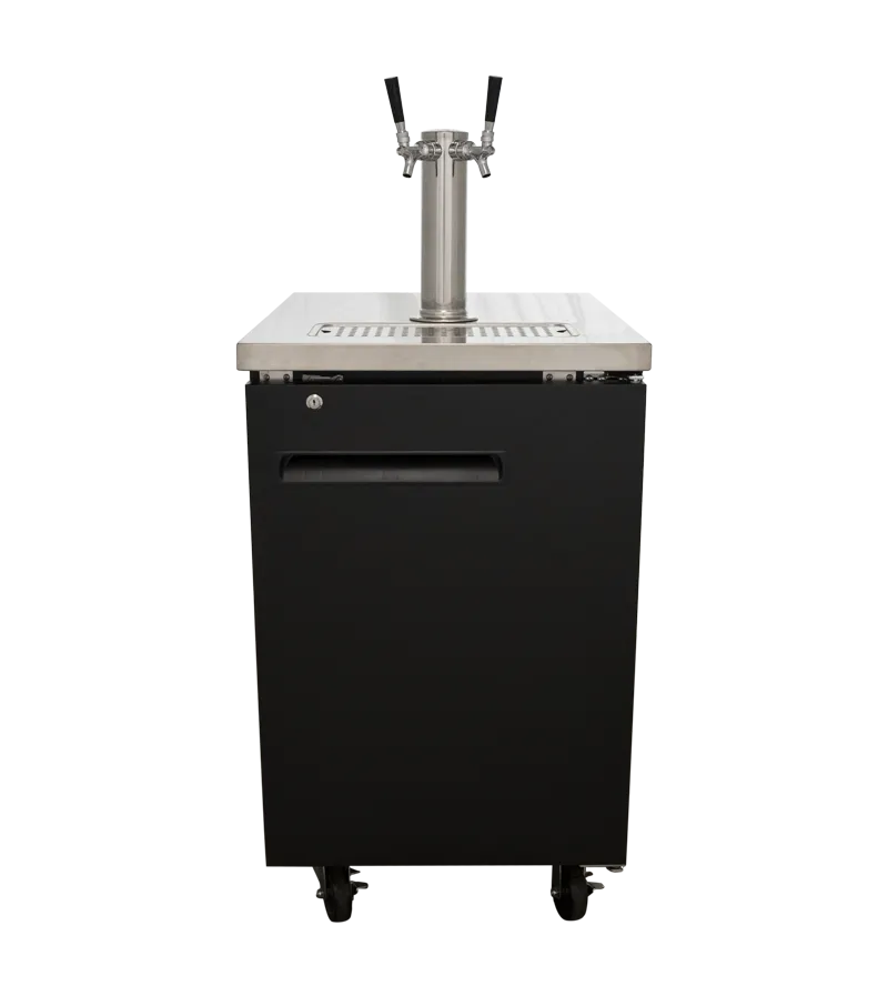 Universal UDD-1-HC Double Tap Beer Dispenser Kegerator - Black, (1) 1/2 Keg Capacity