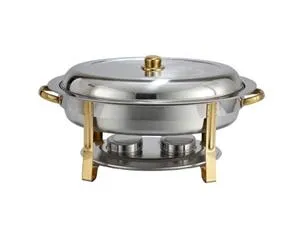 Winco 202 - Oval 6 Quart Chafer with Gold Accents 