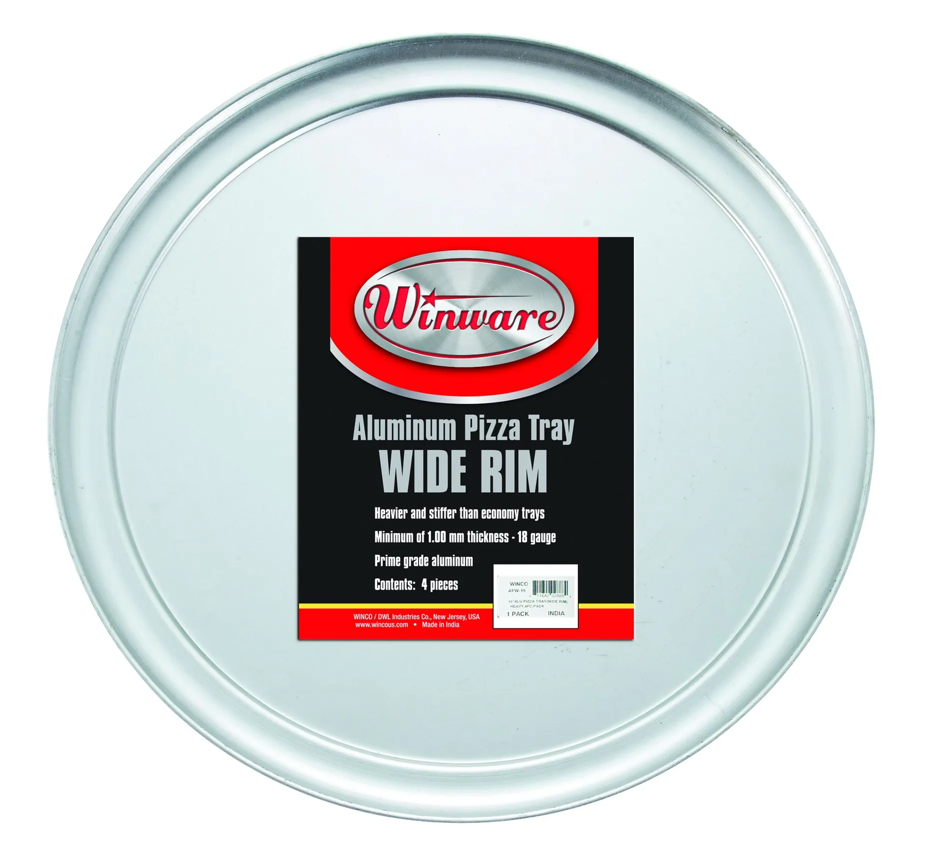 Winco 8" Wide Rim Aluminum Pizza Pan 4/Per Pack [APW-8]