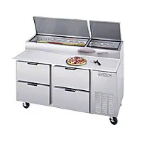 Beverage Air DPD67-4 - Pizza Prep Table w/ Drawers 67"