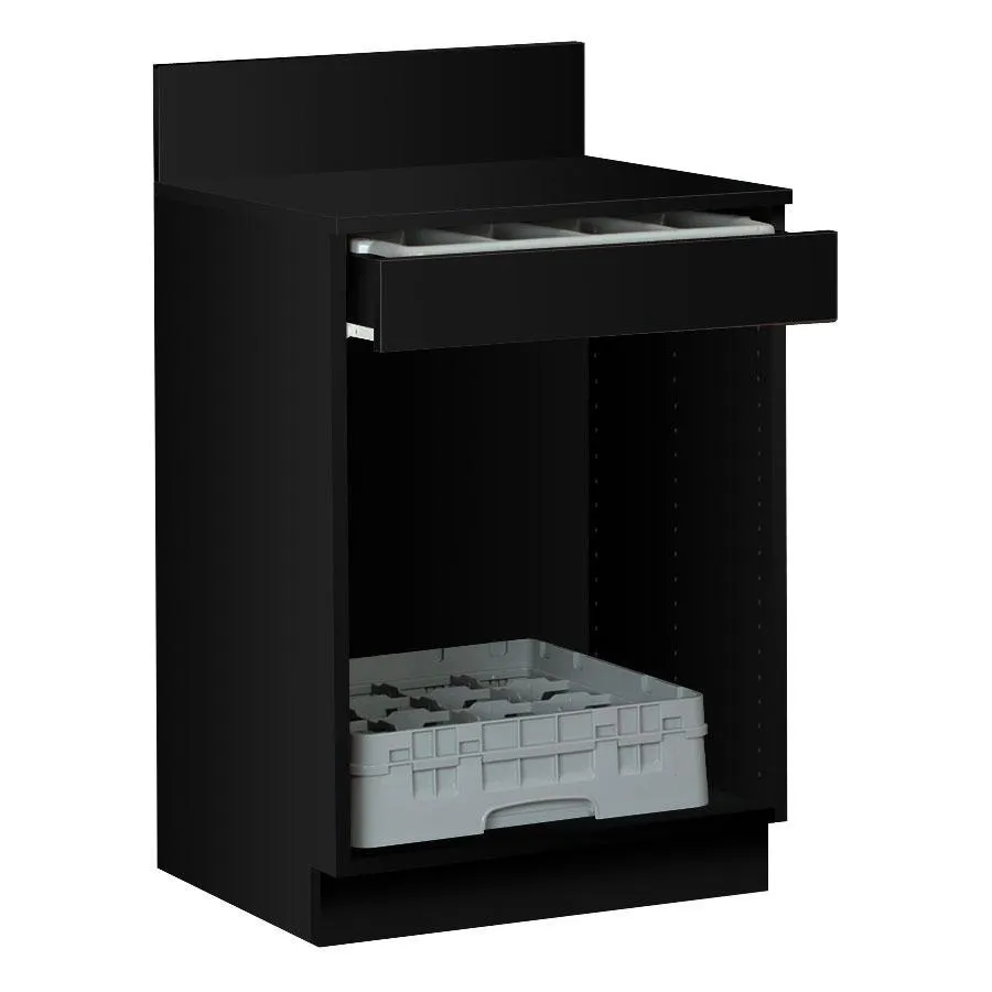 Universal 407ROY726BK - Black Waitress Station 24" Long w/ Drawer - Adjustable Shelf