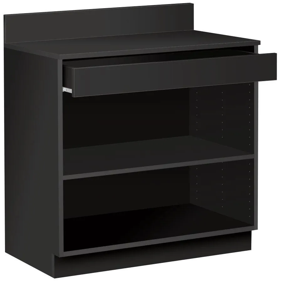 Universal 407ROY728BK - Black Waitress Station 36" Long with Drawer and Adjustable Shelf