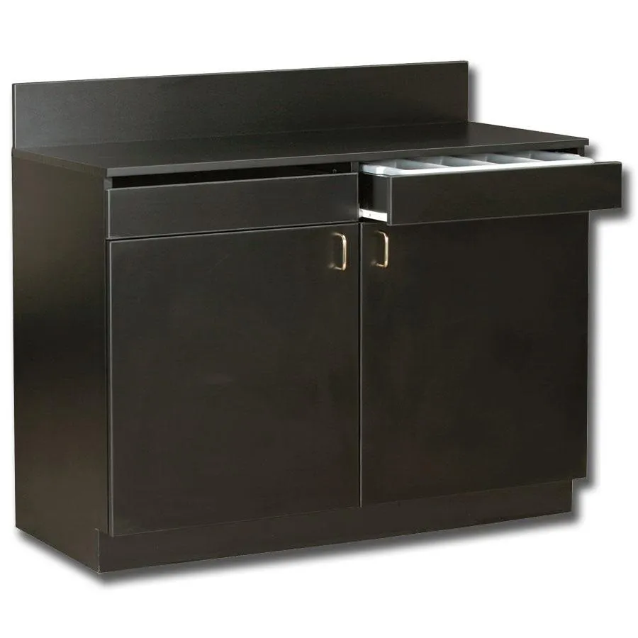 Universal 708879017340 - 48" Black Waitress Station - Long w/ 2 Drawers - 2 Adjustable Shelves - 2 Doors