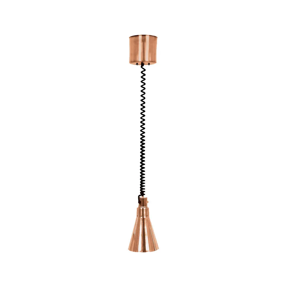 Buffet Enhancements - 010HHN-RTCP - Hanging Heat Lamp - Standard 7" Shade - Retractable w/ Copper Powder Coat Finish