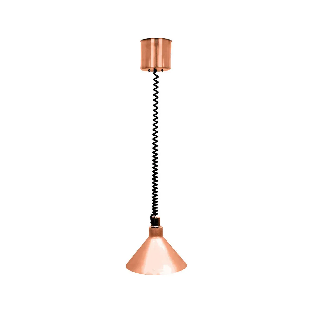 Buffet Enhancements - 010HHW-RTCP - Hanging Heat Lamp - Wide 14" Shade Retractable w/ Copper Powder Coat Finish