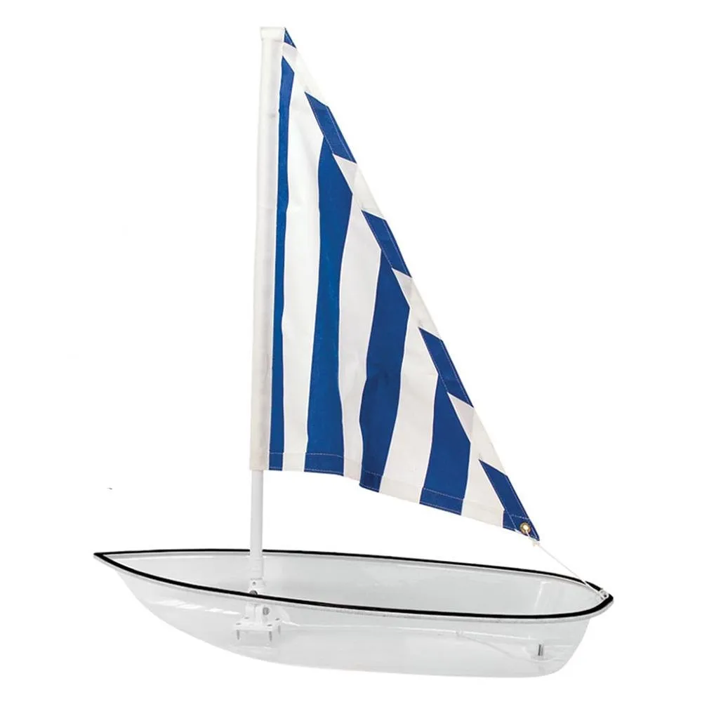 Buffet Enhancements - 010SBOAT-CLBL - Clear Jumbo Seafood Sailboat w/ Blue Fabric Sail