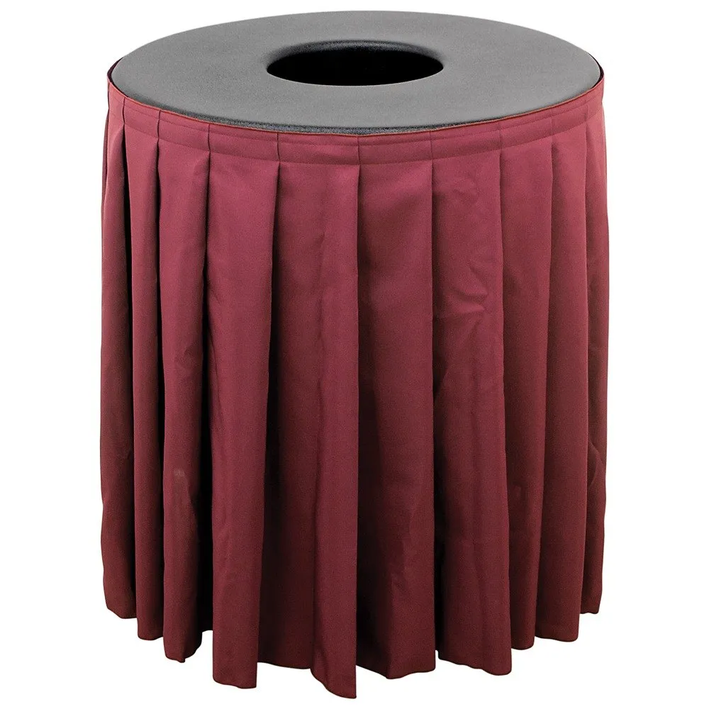 Buffet Enhancements 1BCTV32SET - Black Round Topper with Burgundy Skirting for 32 Gallon Trash Cans