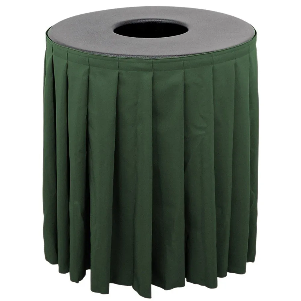 Buffet Enhancements 1BCTV32SET - Black Round Topper with Forest Green Skirting for 32 Gallon Trash Cans