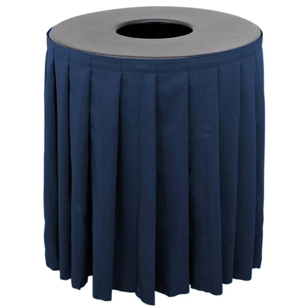 Buffet Enhancements 1BCTV32SET - Black Round Topper with Navy Skirting for 32 Gallon Trash Cans