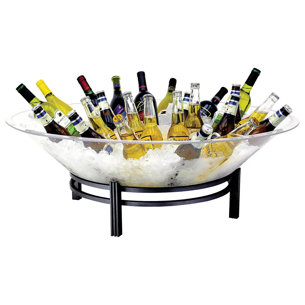 Buffet Enhancements - 1BLRE32SETBK - 32" Iron Ice Display - Wrought Iron Base w/ Acrylic Tray - Round - Texture Black