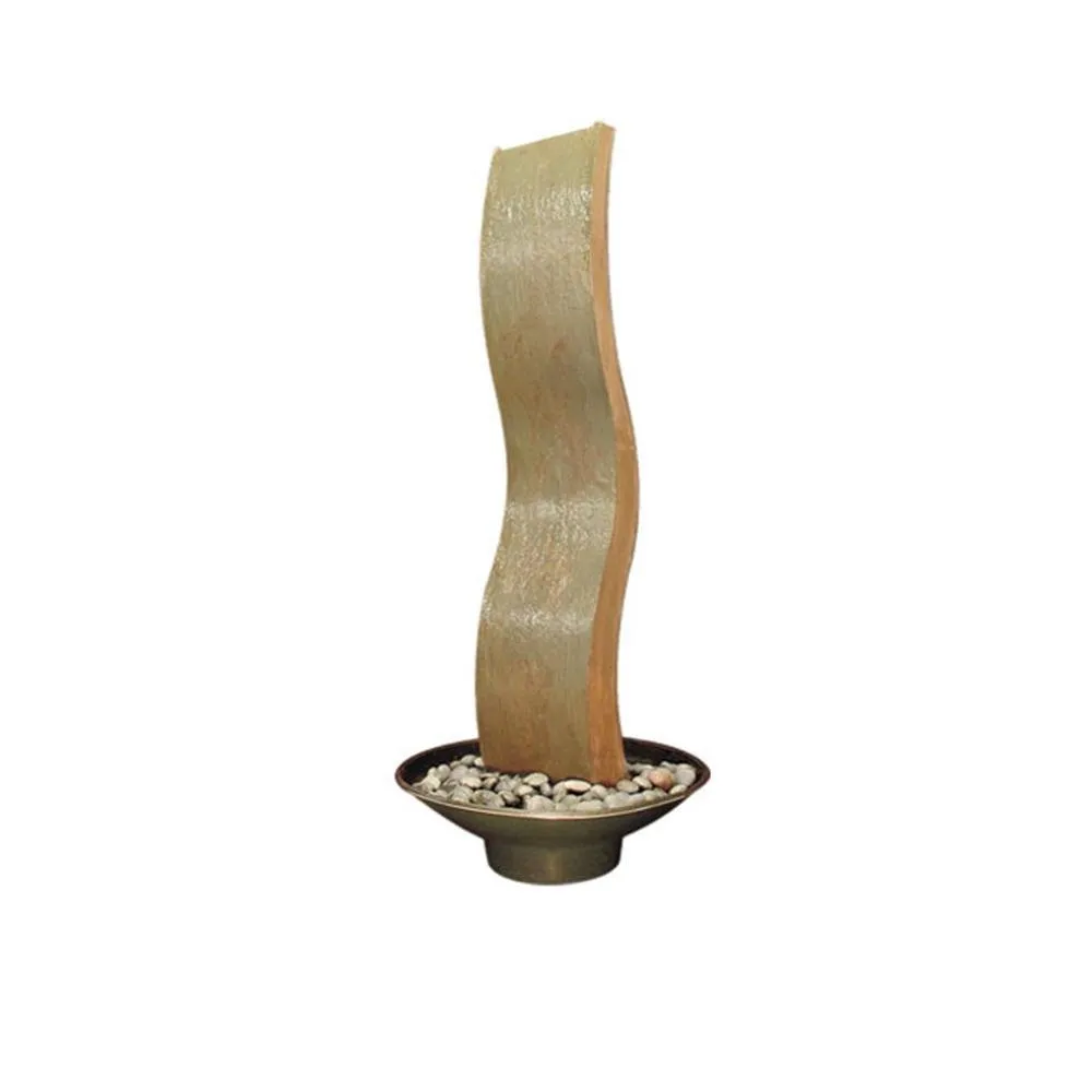 Buffet Enhancements - 1BMWC64ALSP - 64" Water Wall Decorative Fountain - Curved - Alabaster Wall / Sandstone Base