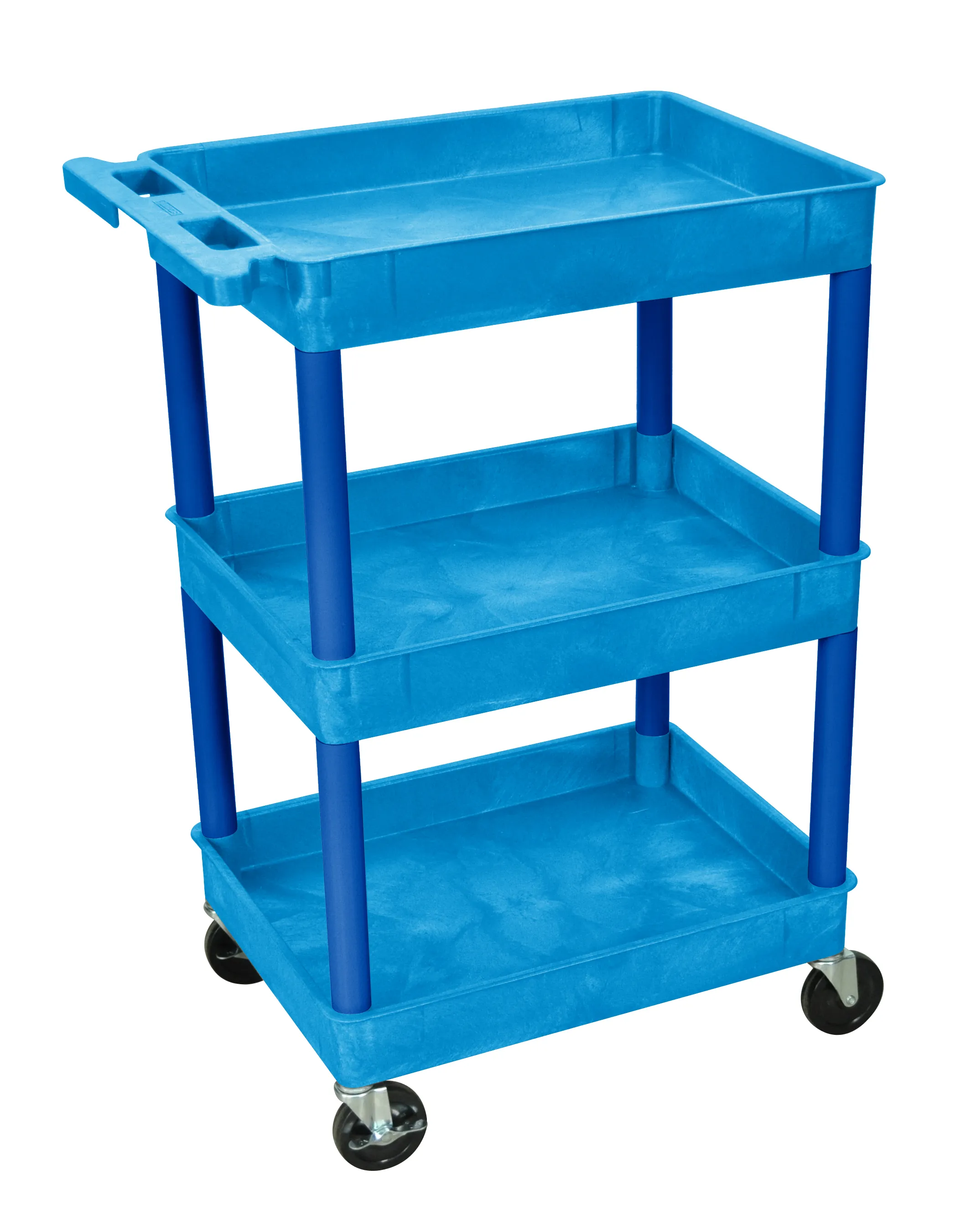 Luxor - STC111BU - Plastic 3 Shelf Utility Tub Cart - Blue