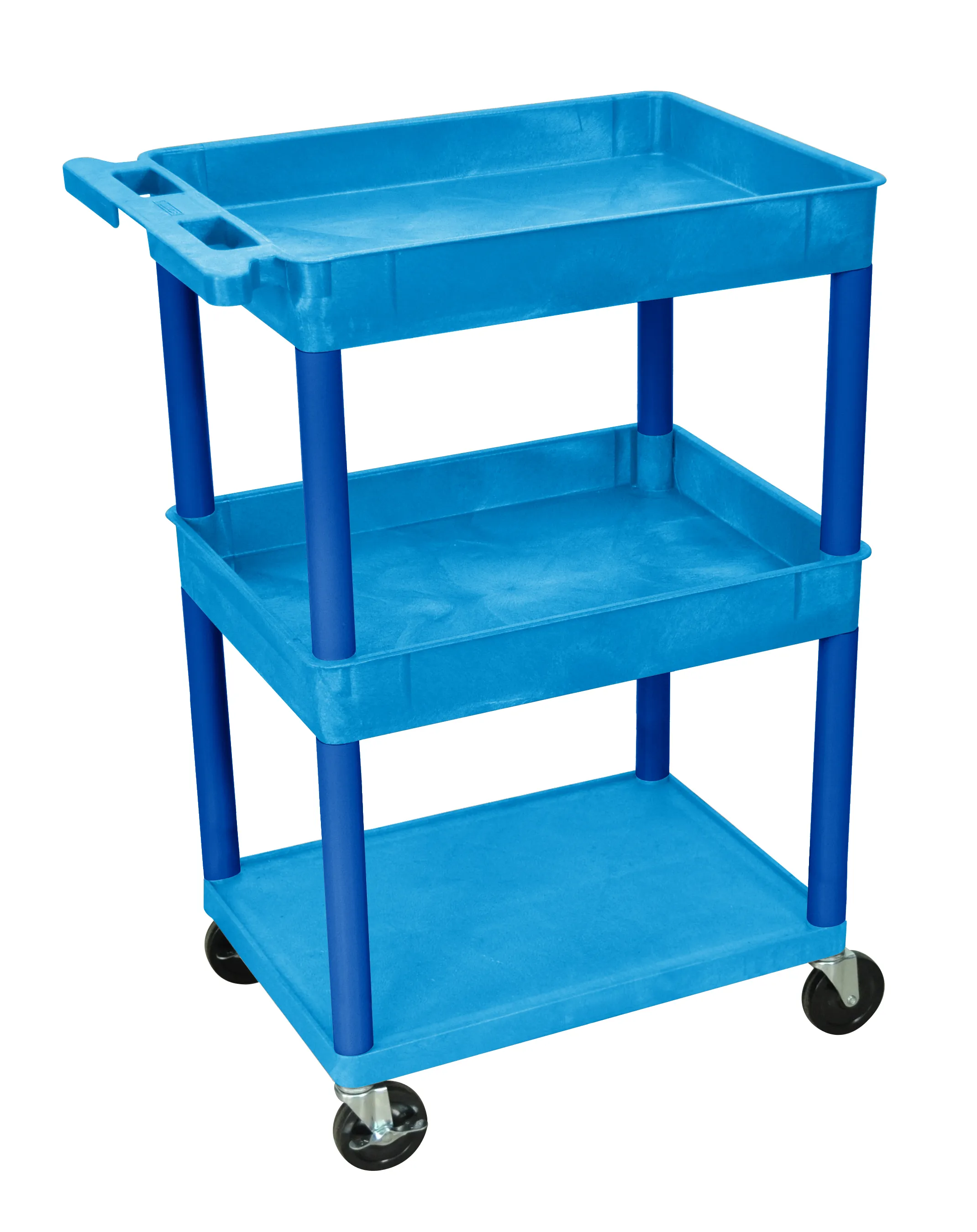 Luxor - STC112BU - Plastic 3 Shelf Utility Tub Cart - Blue