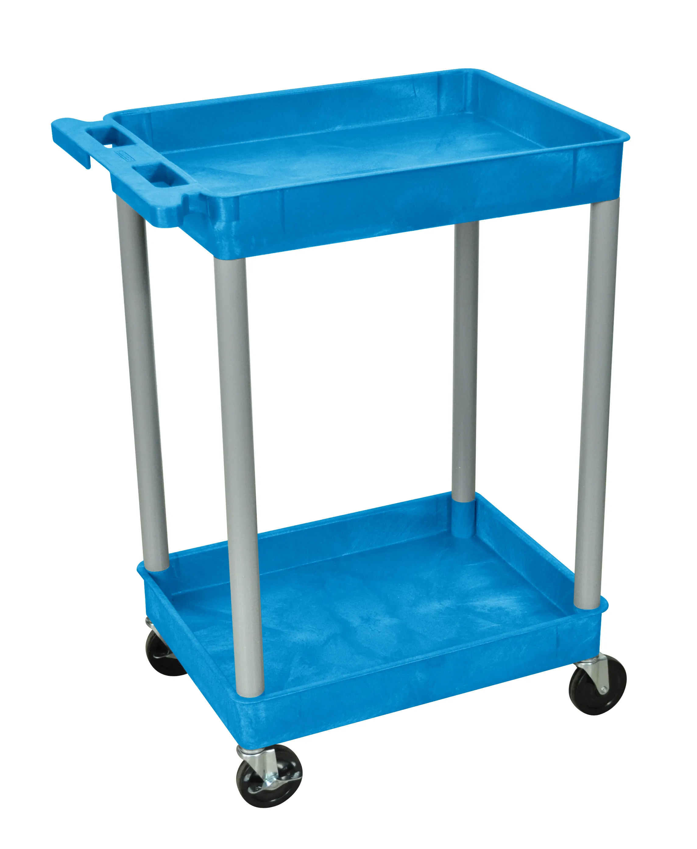 Luxor BUSTC11GY - Plastic 2 Shelf Utility Tub Cart - Blue