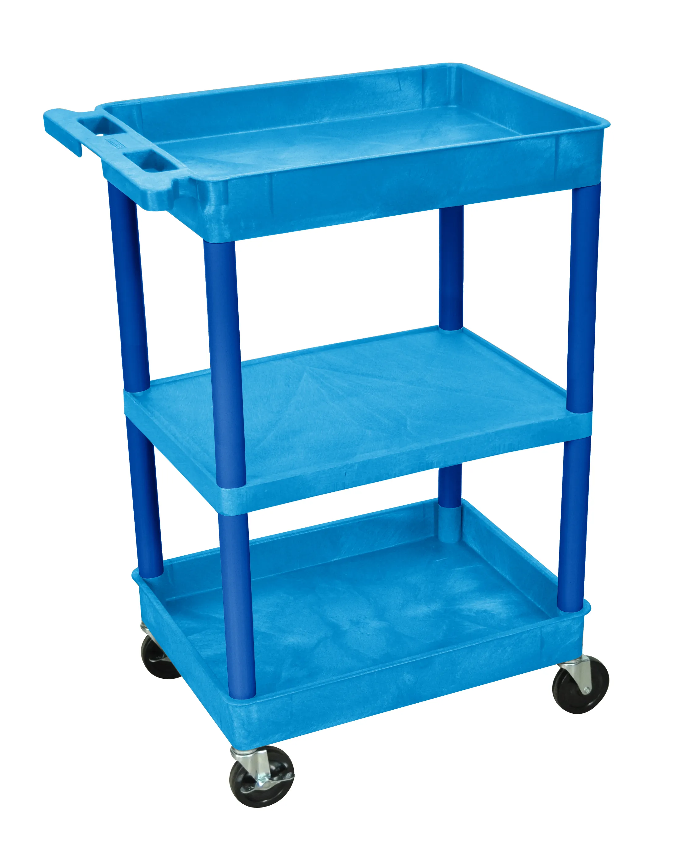 Luxor - STC121BU - Plastic 3 Shelf Utility Tub Cart - Blue