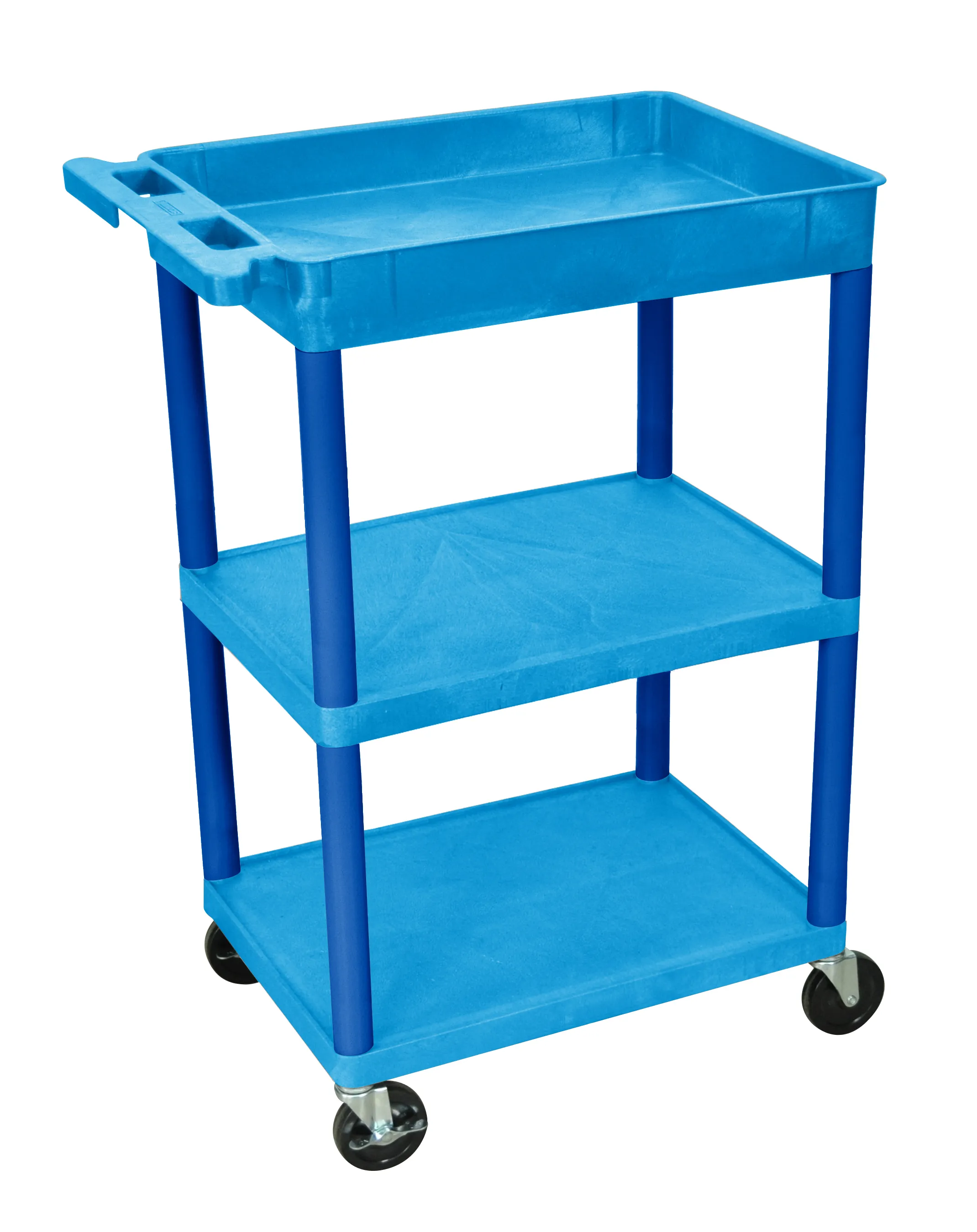 Luxor STC122BU - Plastic 3 Shelf Utility Tub Cart - Blue