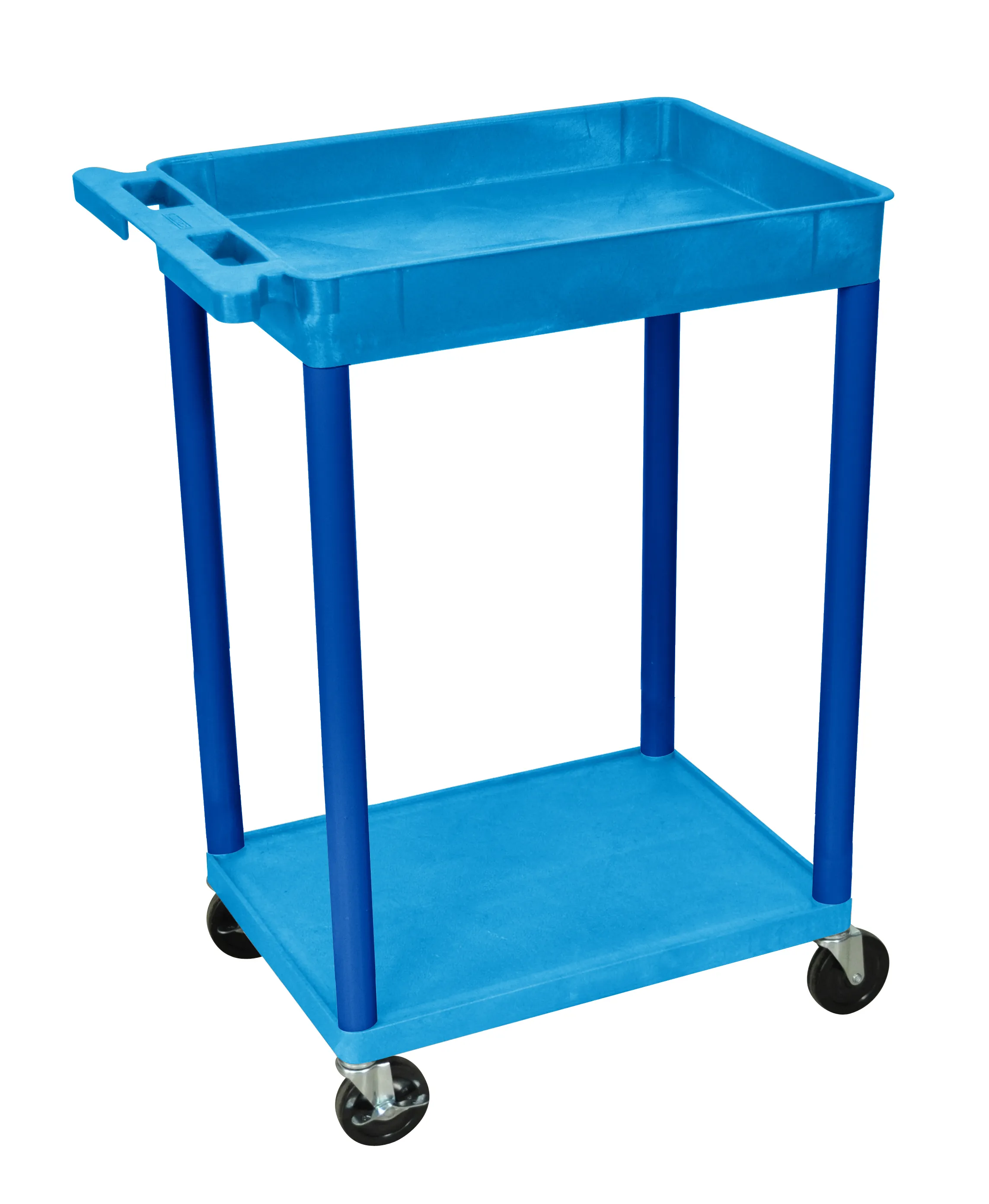 Luxor - STC12BU - Plastic 2 Shelf Utility Tub Cart - Blue