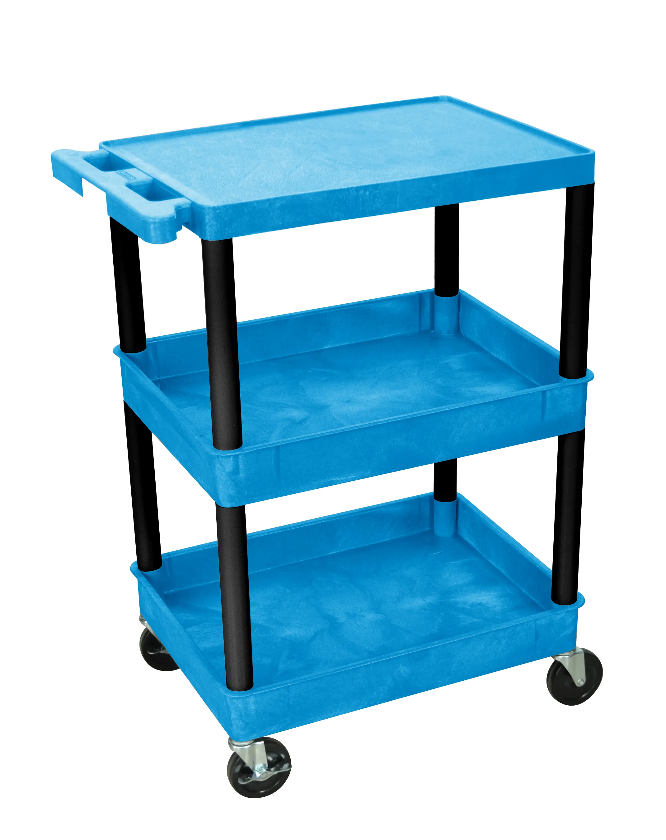 Luxor - BUSTC211BK - Plastic 3 Shelf Utility Tub Cart - Blue