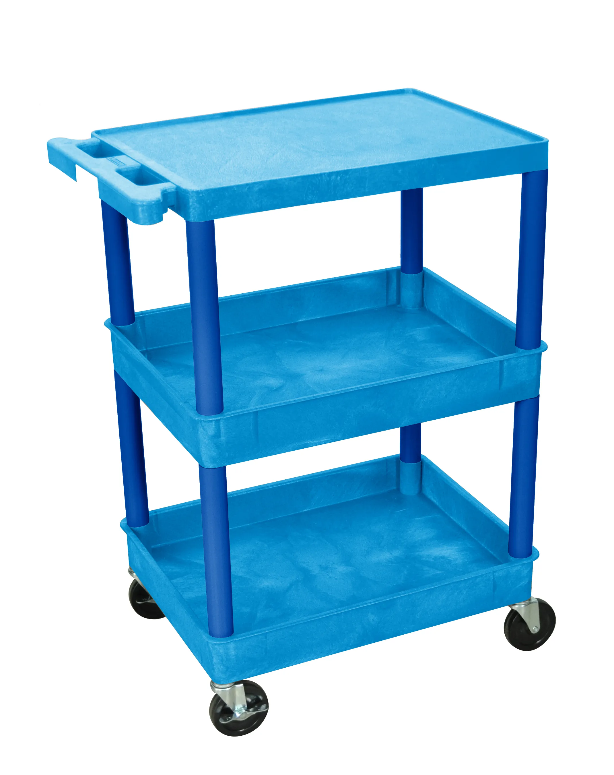 Luxor - STC211BU - Plastic 3 Shelf Utility Tub Cart - Blue