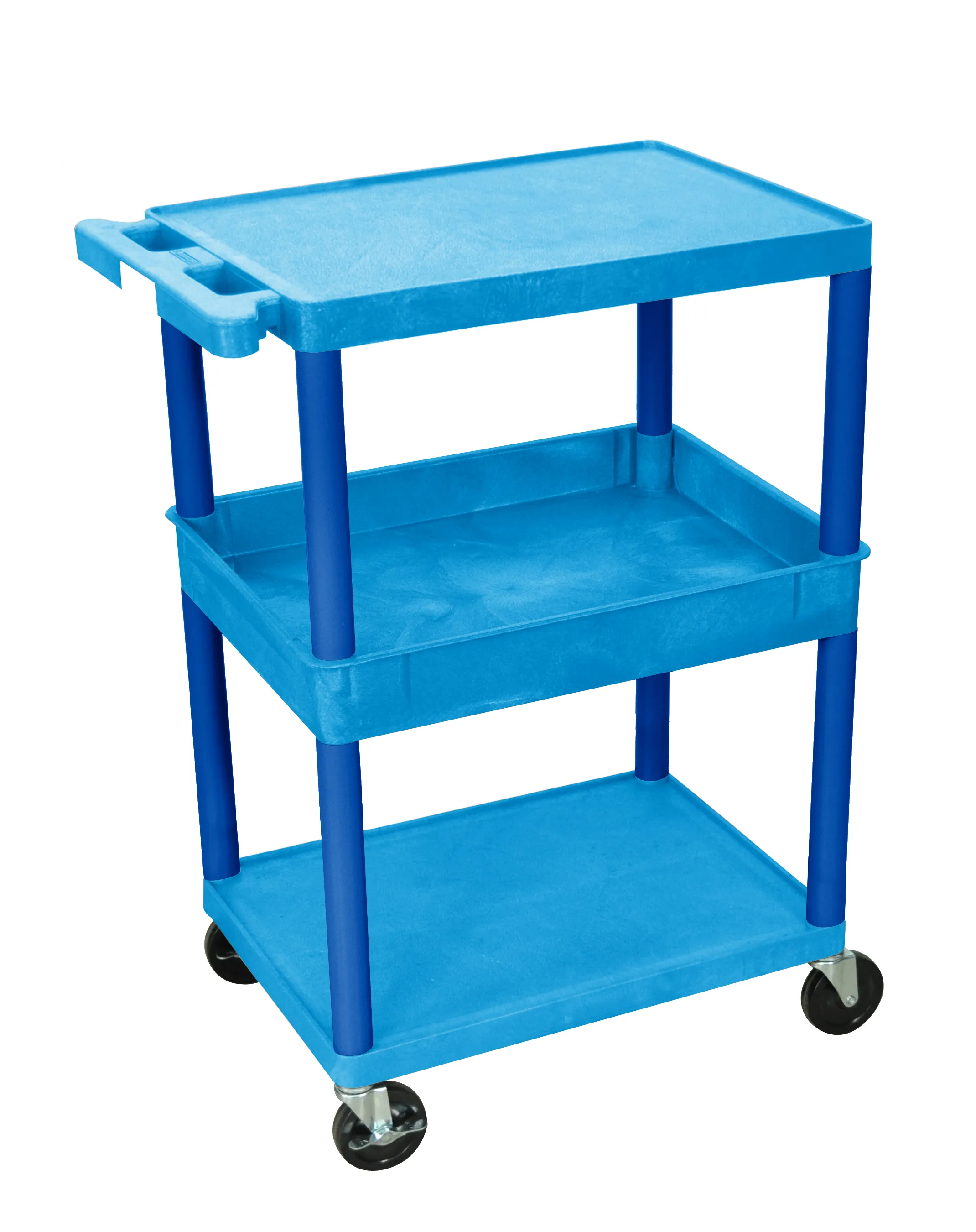 Luxor STC212BU - Plastic 3 Shelf Utility Tub Cart - Blue