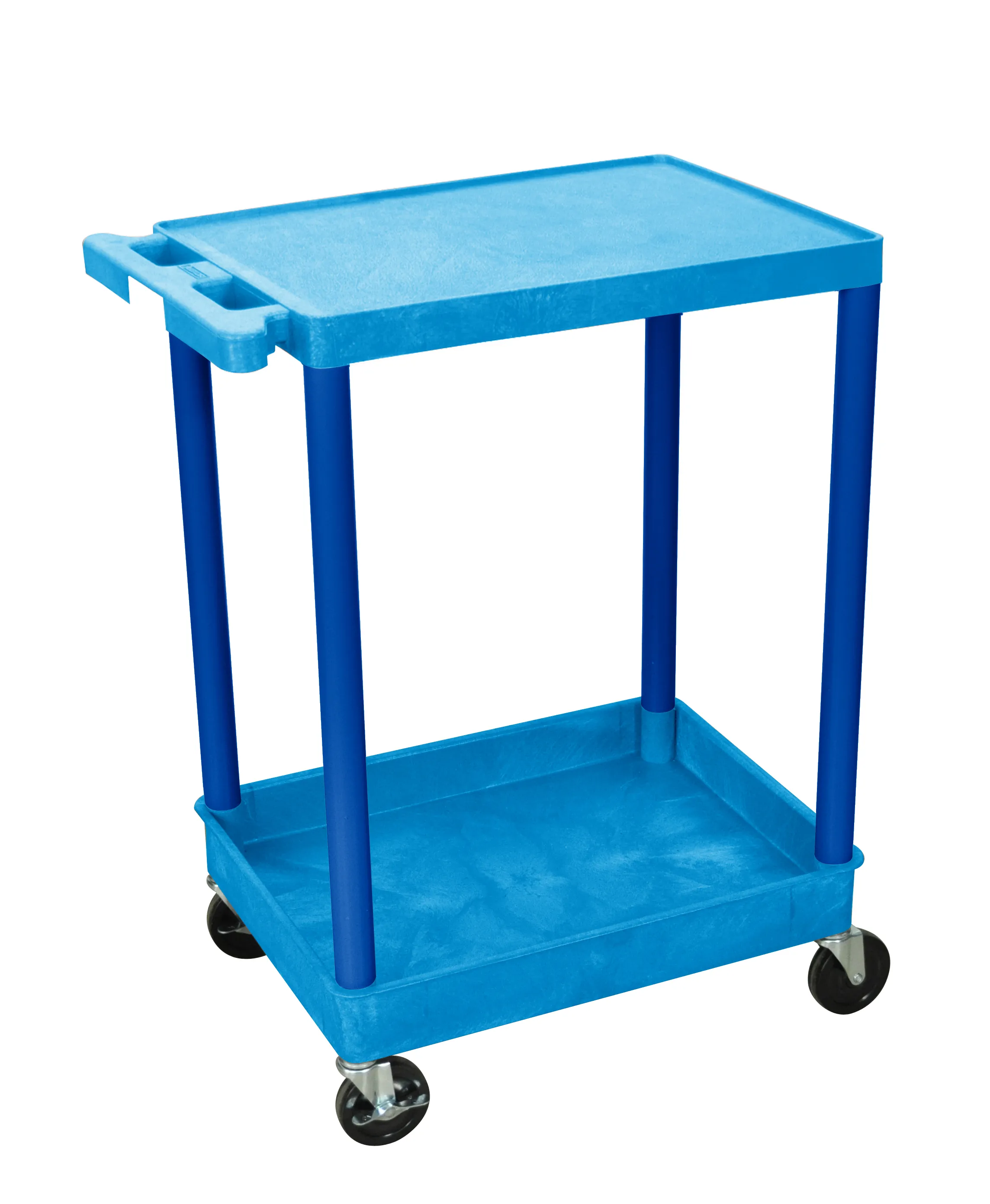 Luxor - STC21BU - Plastic 2 Shelf Utility Tub Cart - Blue