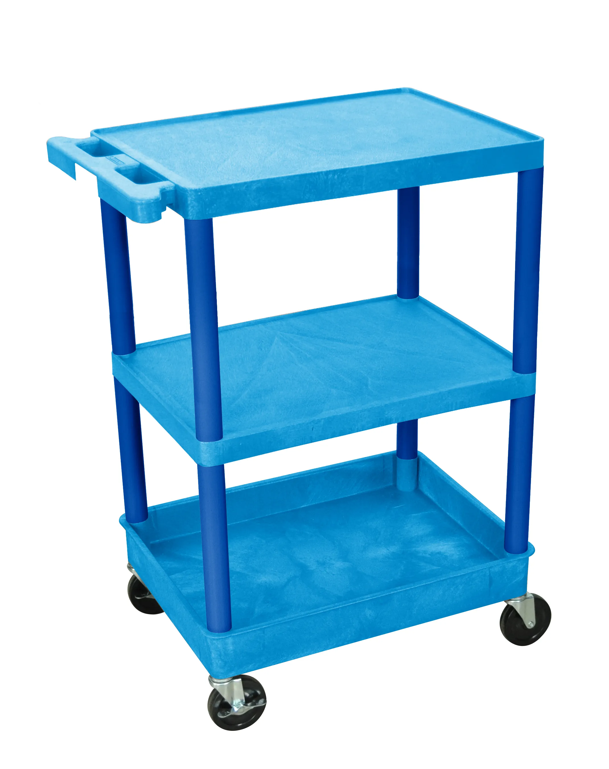 Luxor - STC221BU - Plastic 3 Shelf Utility Tub Cart - Blue